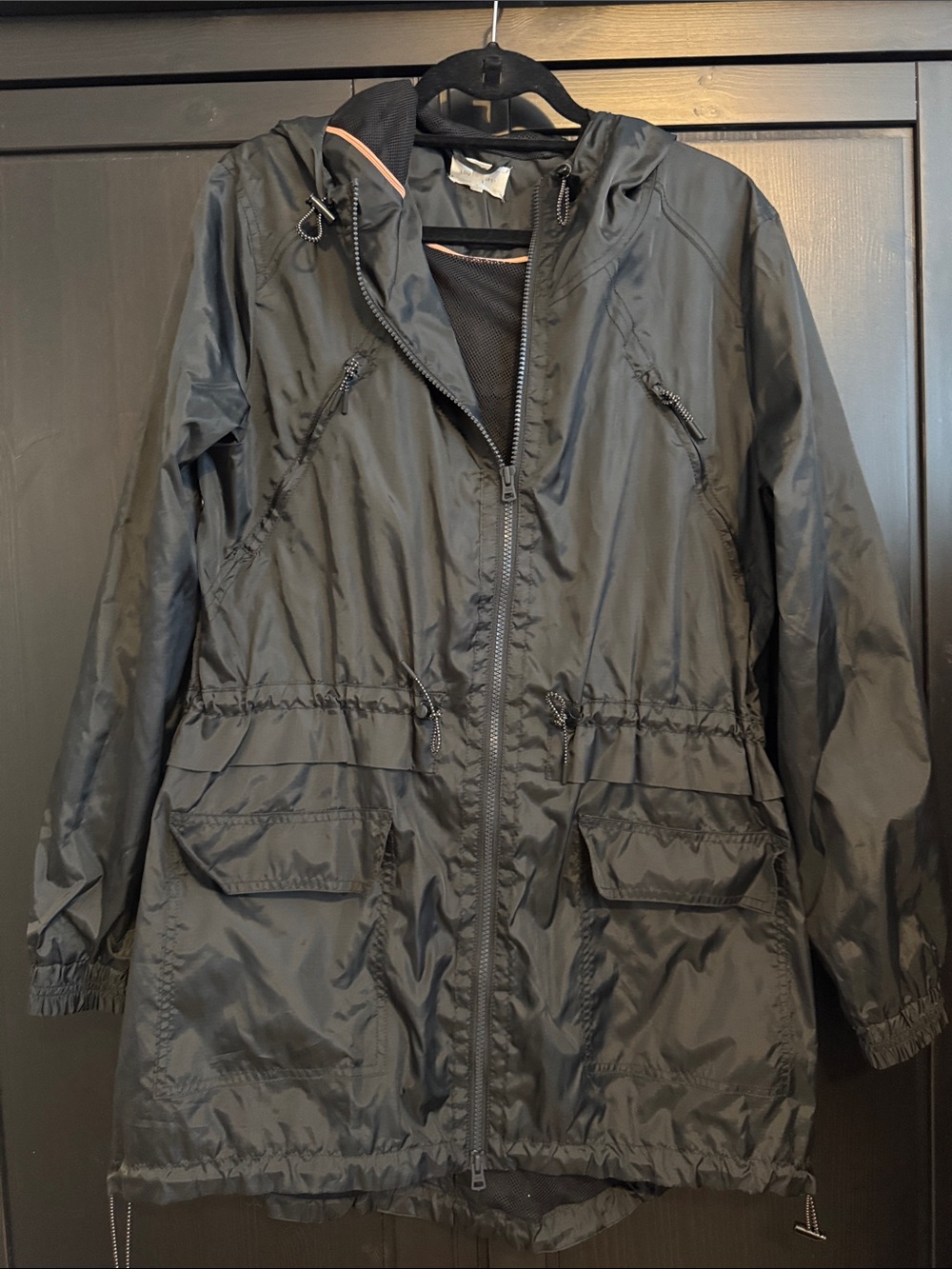 Lou & Grey Black Hooded Lightweight Trench Coat